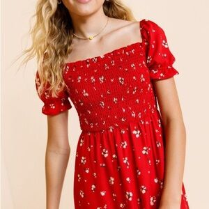 Francesca's Collections Red Floral Kids Dress
